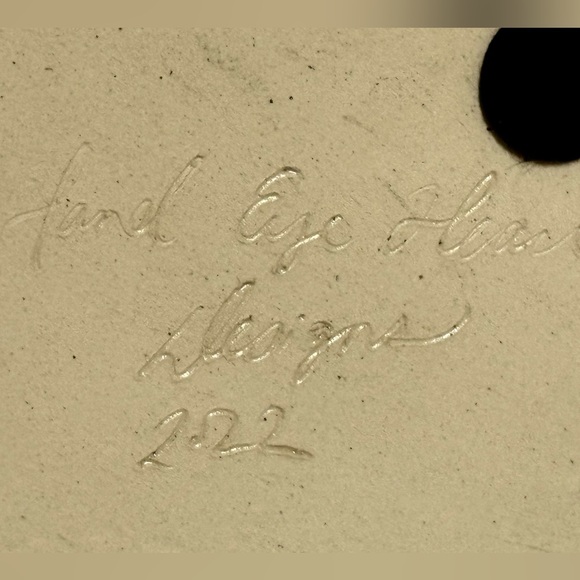 Hand Eye Heart Design Handcrafted and Signed Mandala Plate Ivory and Black - Picture 4 of 6